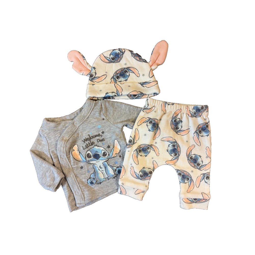 Disney Baby Wishes Dreams Preemie 3 PC Outfit Lilo Stitch Pants Shirt Hat Unisex